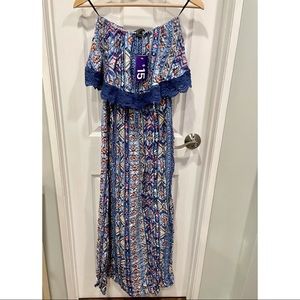 Blue pattern maxi dress